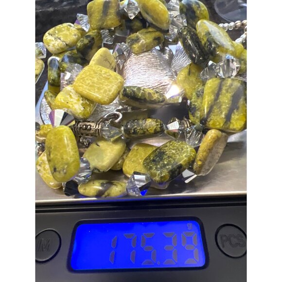 Artisan Double Strand Elephant Necklace Natural Serpentine Jasper Beads Signed - Picture 12 of 12